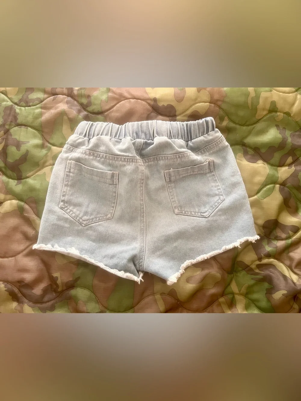 SHEIN Light Blue Distressed Drawstring Denim Shorts
